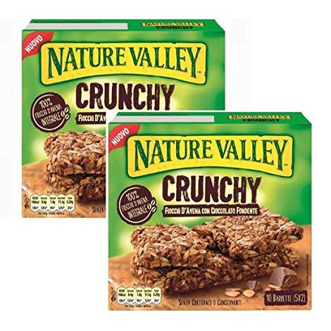 Nature Valley Crispy Bar Oatmeal, Whole Grain and Dark Chocolate Without Dyes and Preservatives Naturally Lactose Free Suitable for Vegetarians 2 x 210 g (2 x 10 Bars)