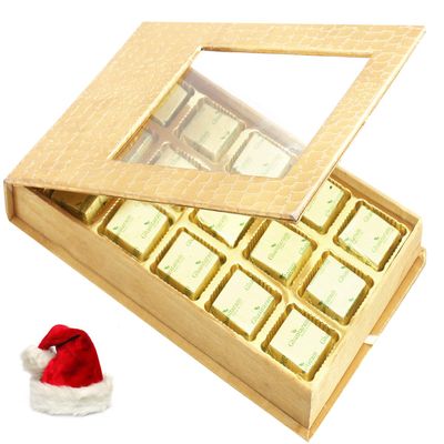 Ghasitaram Gifts Christmas Gifts Sugafree Chocolates- Golden Leather Finish 15 pcs Sugafree Chocolates Box