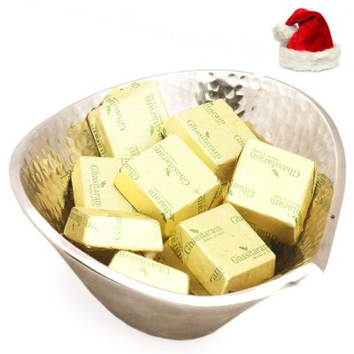 Ghasitaram Gifts Christmas Gifts Sugarfree Chocolates- Silver Aluminium Sugarfree Chocolates Bowl