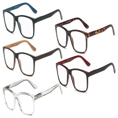 Eyekepper 5 Pairs Reading Glasses Classic Rectangular Frame Mens Womens Spring Hinges (One for Each Color, 1.25)