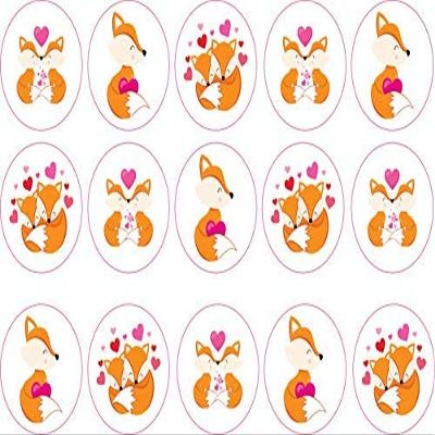 15 x 2 inch cupcake toppers love heart foxes edible icing