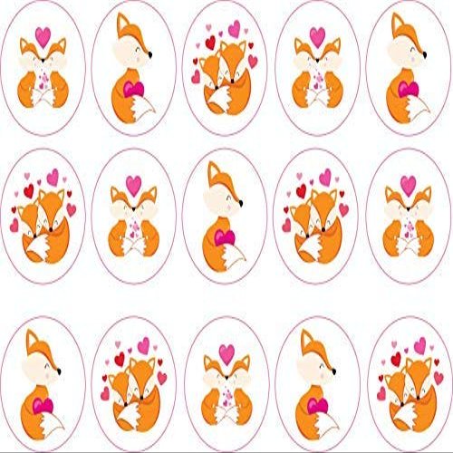 15 x 2 inch cupcake toppers love heart foxes edible icing