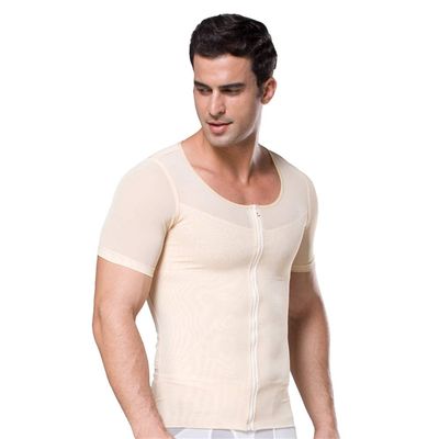 BaronHong Gynecomastia Men Shapewear Zip UP Chest Binder Tummy Control Top(Nude,L)