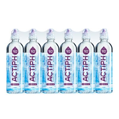 Alkaline Ionised Spring Water pH9+ (24x 600ml) Purified with Electrolytes Clean and Smooth Taste ACTIPH Water