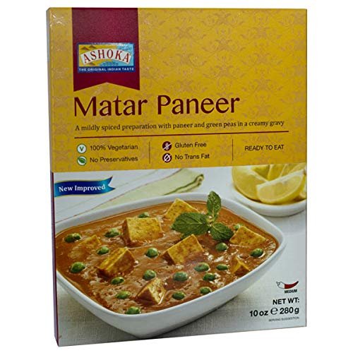 Ashoka Heat and Eat/Ready Meals- Matar Paneer- 280G (Pack of 5)