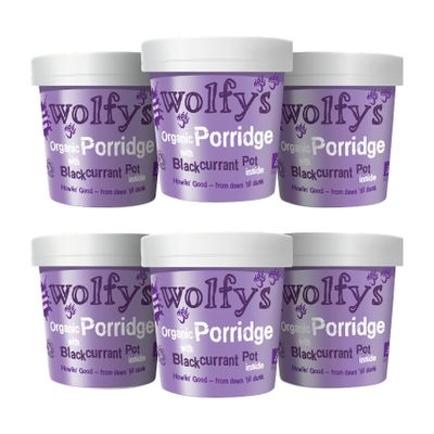 Wolfys Wolfy's Organic Porridge with Blackcurrant Jam (90g) (Packof 6)