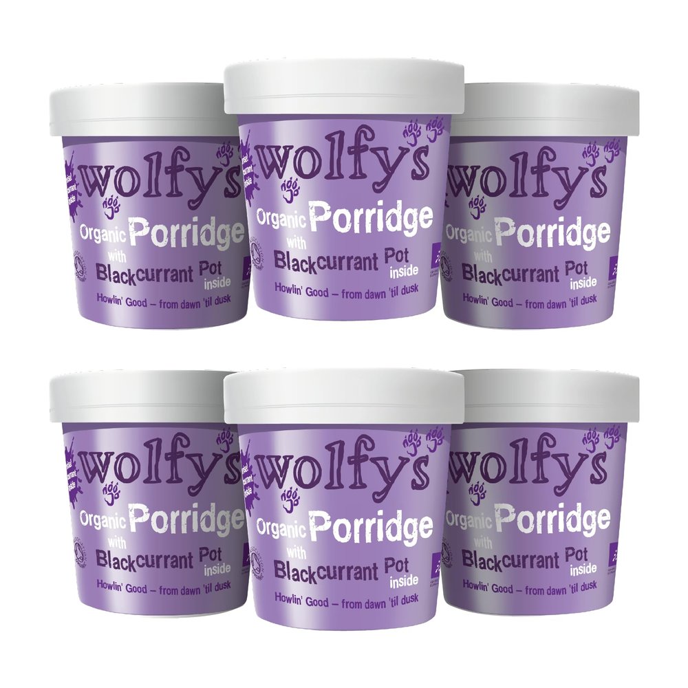 Wolfys Wolfy's Organic Porridge with Blackcurrant Jam (90g) (Packof 6)