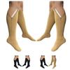 HealthyNees 2 Pairs Set Closed Toe 20-30 mmHg Zipper Compression Fatigue Swelling Circulation Knee Length Socks (2XL - 2 Pairs Beige) view 1