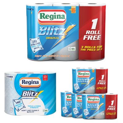 12 Regina Blitz 3ply Kitchen Roll Paper Towels