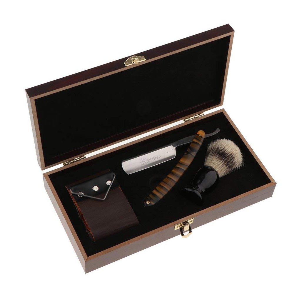 Backbayia 3 in 1 Manual Shaving Tool Kit for Men Barber Hair Salon