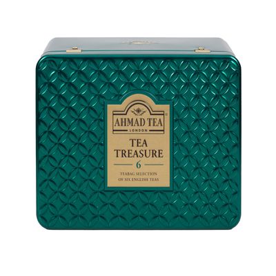 Ahmad Tea Gifts | Tea Treasure Caddy | Black & Green Tea | Perfect tea gift | 60 Teabag Sachets | 6 Flavours