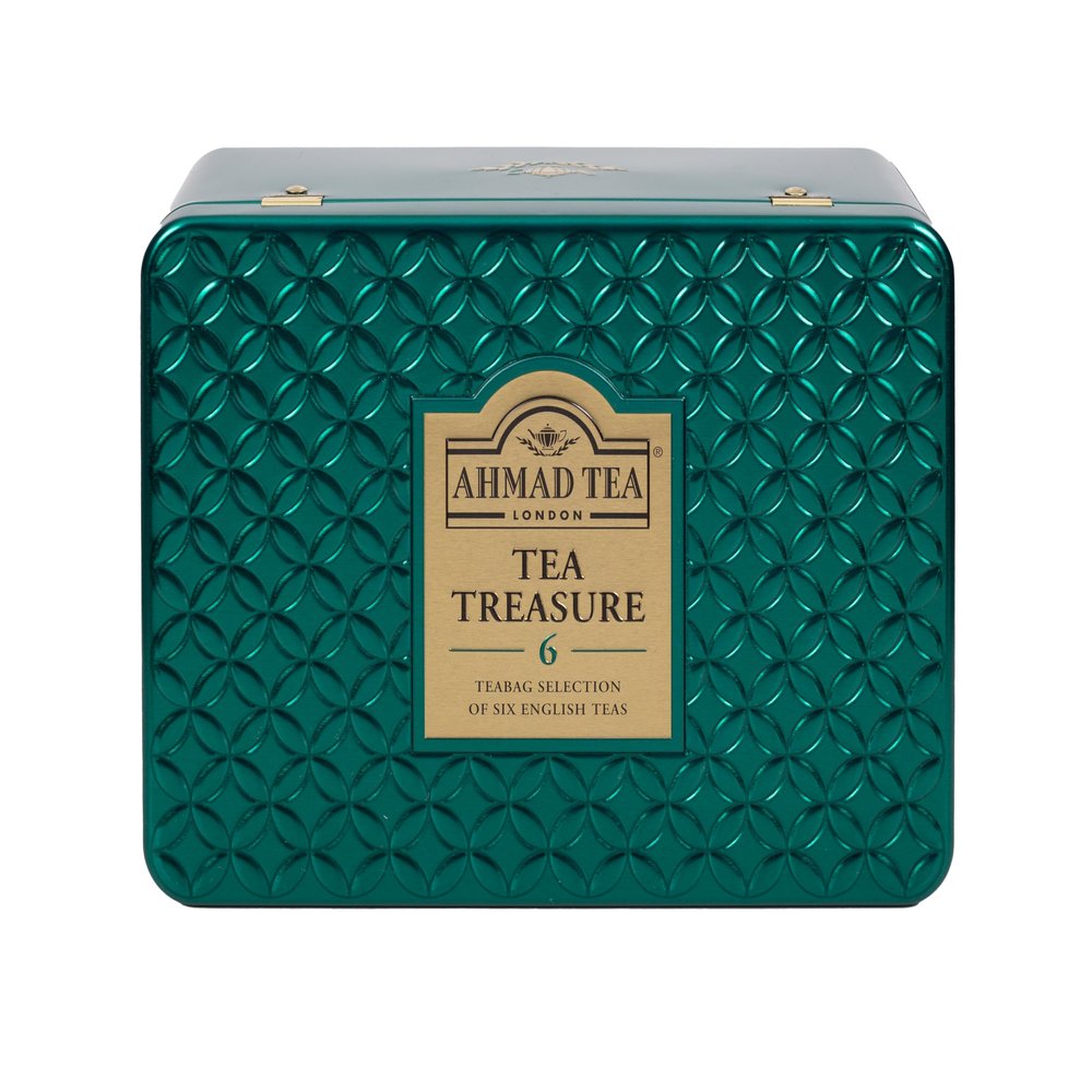 Ahmad Tea Gifts | Tea Treasure Caddy | Black & Green Tea | Perfect tea gift | 60 Teabag Sachets | 6 Flavours