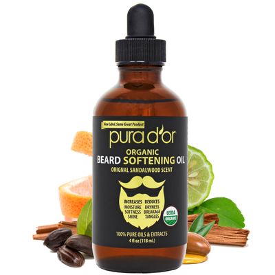 PURA DOR (118 ml) Organic Beard Oil 100% Pure & Natural Leave-in Conditioner - Argan & Jojoba Oil - Beard, Mustache Care & Maintenance - Helps Increase Softness, Strength & Skin Moisture for Men