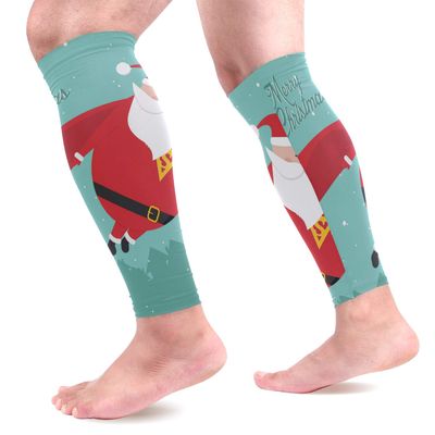 EZIOLY Vintage Merry Christmas Santaman Sports Calf Compression Sleeves Leg Compression Socks Calf Guard for Running, Cycling, Maternity, Travel, Nurses