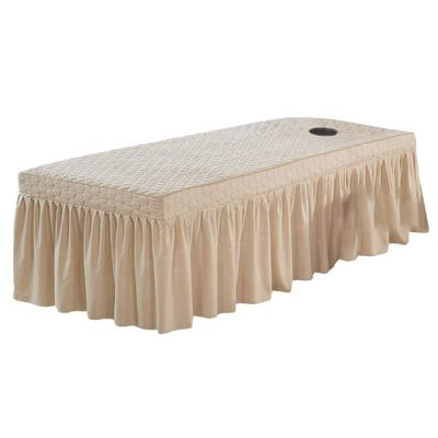 190x70cm Microfiber SPA Bedspread Massage Table Skirt with Face Rest Hole - Camel