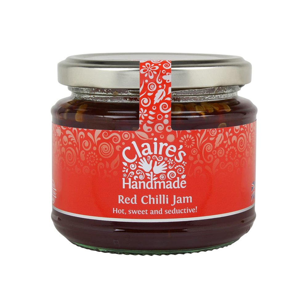 Claire's Handmade - Red Chilli Jam (225g) - Traditionally Made Hot and Sweet Jam, Suitable for Vegetarian, Vegan & Gluten Free Diets, GMO Free