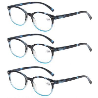 MODFANS Women Reading Glasses 1.5 3 Pair Stylish Ladies Readers with Comfort Spring Hinge Pattern Design for Fashion Women Reading Pouch Included