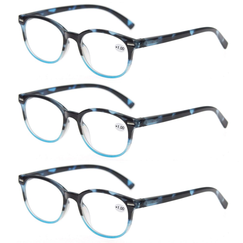 MODFANS Women Reading Glasses 1.5 3 Pair Stylish Ladies Readers with Comfort Spring Hinge Pattern Design for Fashion Women Reading Pouch Included