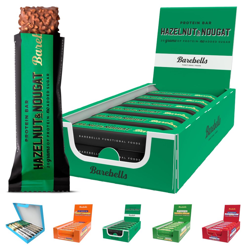 Barebells Protein Bars - 12 Count, 20g High Protein Treats Sugar Free Chocolate Nutrition Bar, Low Carb On The Go Breakfast or Post-Workout Snack (Hazelnut & Nougat)