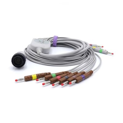 Compatible Kenz 103, 106, 107, 1201, 302, 303 10 Leads Wires IEU Banana Cardioline EKG Cable 16 Male pin 4.0mm