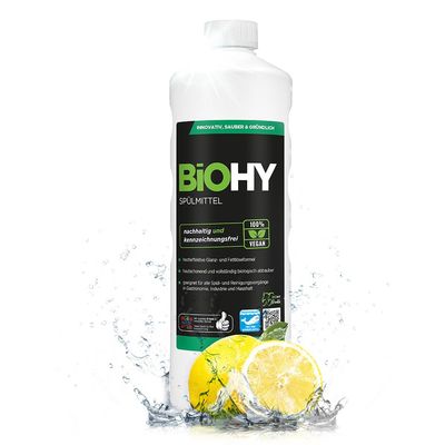 BiOHY Detergent (1l Bottle) | Free of Harmful Chemicals & Biodegradable | Gloss & Fat Dissolving Formula | Suitable for Catering, Industry and Household (Splmittel)
