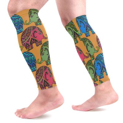 EZIOLY Tribal Indian Elephants Sports Calf Compression Sleeves Leg Compression Socks Calf Guard for Running, Cycling, Maternity, Travel, Nurses
