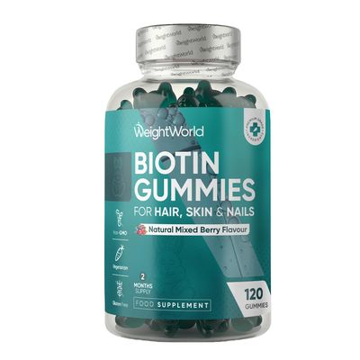 Biotin Gummies - 120 Chewable Gummies - B7 Vitamin with 8 Key Vitamins & 4 Nutrients - Biotin 5000mcg Supplements - Natural Mixed Berry Flavour - Non-GMO, Gluten-Free & Vegetarian-Friendly