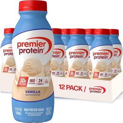 Premier Protein Shake, Vanilla, 30g Protein, 1g Sugar, 24 Vitamins & Minerals, Nutrients to Support Immune Health 11.5 fl oz, 12 Pack