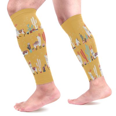 EZIOLY Llama Alpaca Cactus Sports Calf Compression Sleeves Leg Compression Socks Calf Guard for Running, Cycling, Maternity, Travel, Nurses