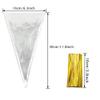 100 PCS Cellophane Cone Bags Sweet Cones Bags Plastic Cones for Sweets with Twist Ties for Snacks Popcorn Chocolates Candy Party(6.3" X 11.8") view 2