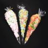 100 PCS Cellophane Cone Bags Sweet Cones Bags Plastic Cones for Sweets with Twist Ties for Snacks Popcorn Chocolates Candy Party(6.3" X 11.8") view 4