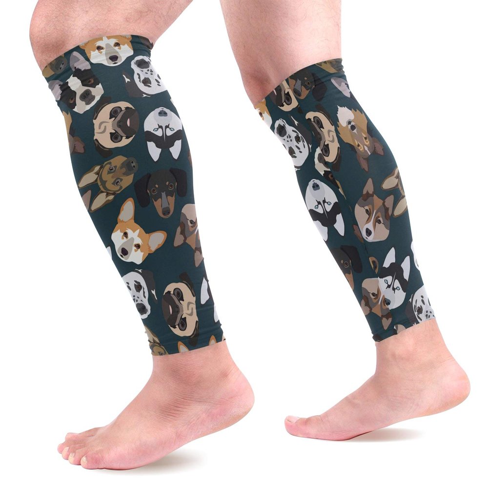 EZIOLY Flat Dark Pedigree Dogs Sports Calf Compression Sleeves Leg Compression Socks Calf Guard for Running, Cycling, Maternity, Travel, Nurses
