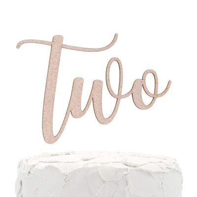 NANASUKO 2nd Birthday Cake Topper - Two - Double Sided Rose Gold Glitter - Premium Quality Made in USA - Rose Gold Glitter