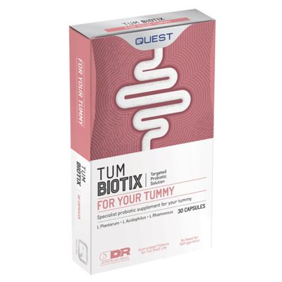 Quest Tum Biotix Gut Health Probiotics Supplements & Balance Gut Flora. 2 Billion CFU Helps Restore Gut Friendly Bacteria. Vegan Multi Strain Probiotic Digestive Supplement (2 Pack x 30)