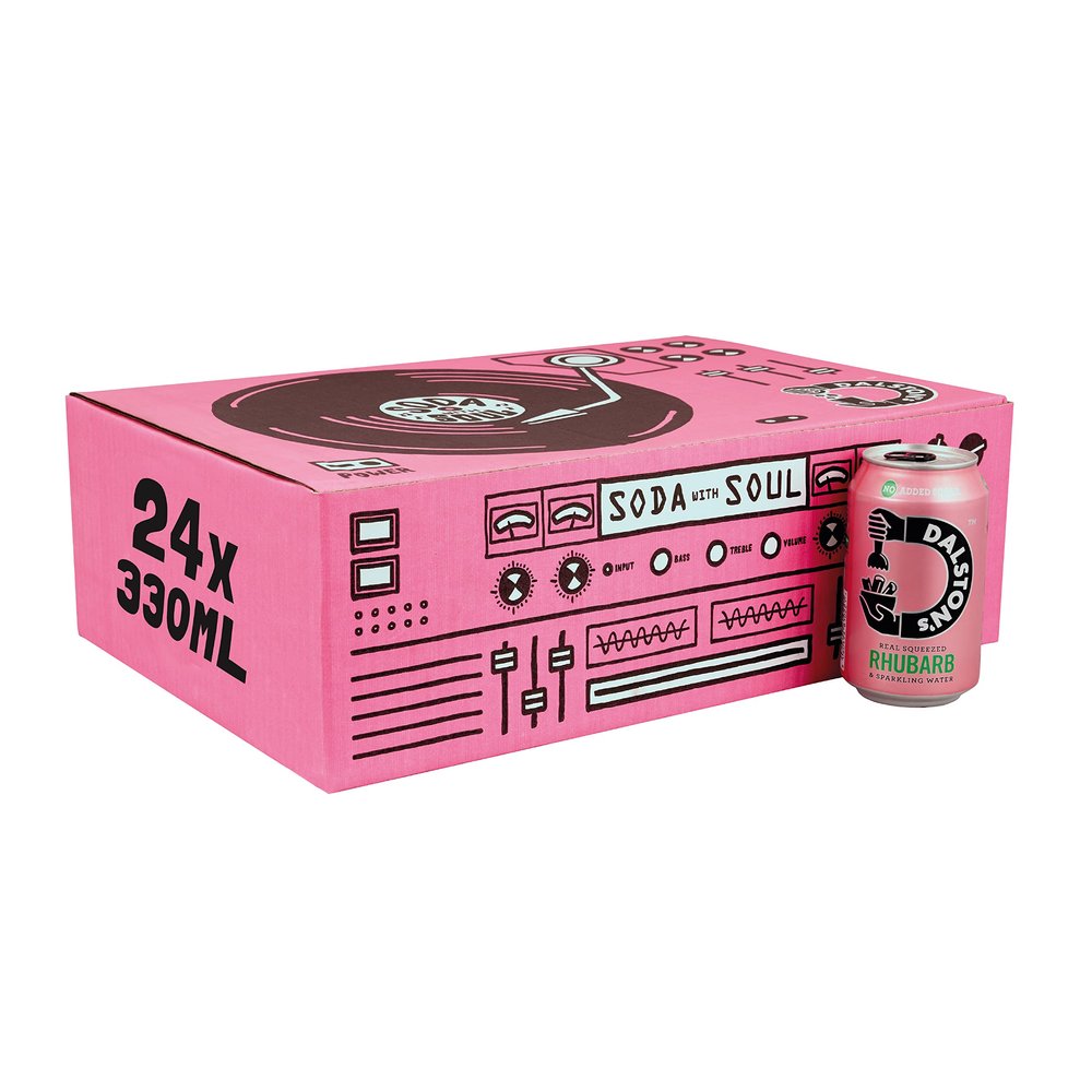 Dalston's Sparkling Rhubarb Soda (24 x 330ml) - Real Squeezed Rhubarb & Sparkling Water - 40 Kcal - No Added Sugar - No Artificial Sweeteners - Healthy Alternative - Low Calorie - Vegan
