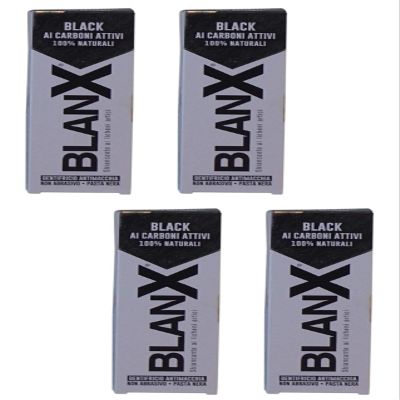 BlanX:"Black" Whitening Black Toothpaste - 2.54 Fluid Ounces (75ml) Tube (Pack of 4) [ Italian Import ] 