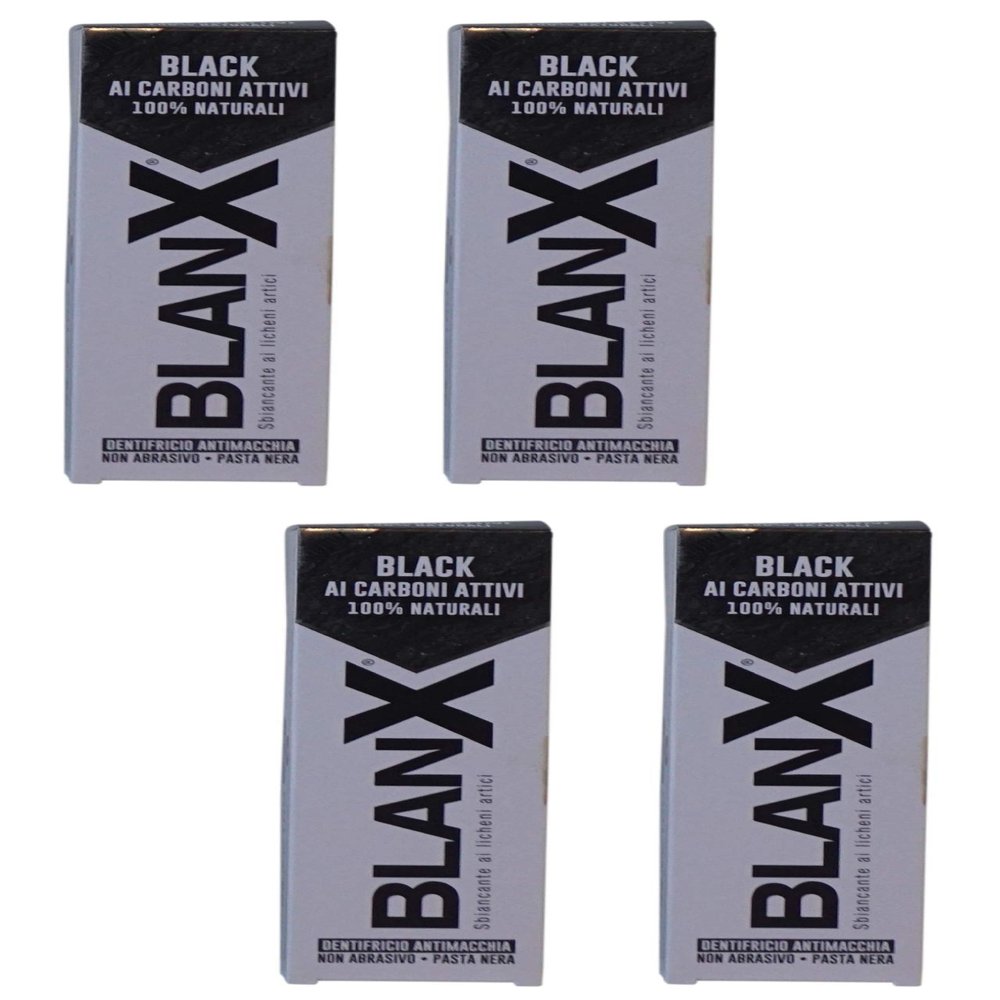 BlanX:"Black" Whitening Black Toothpaste - 2.54 Fluid Ounces (75ml) Tube (Pack of 4) [ Italian Import ] 