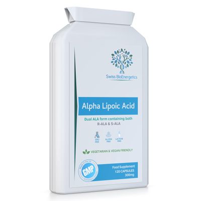 Alpha Lipoic Acid 300mg 120 Capsules Dual ALA (Both R-ALA and S-ALA) - UK Manufactured