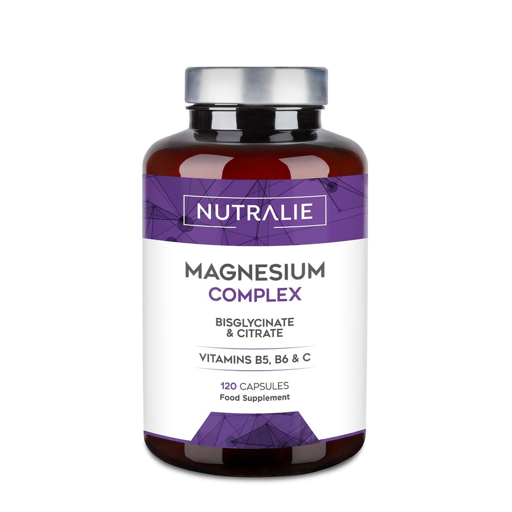 Magnesium Glycinate Complex - 2145mg Bisglycinate + Citrate - Magnesium Supplements - Vitamins B5 + B6 + C - 120 Capsules Vegan Nutralie