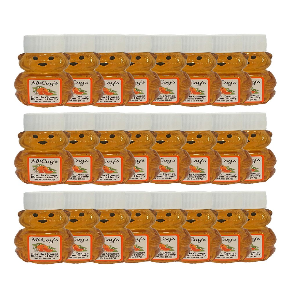 McCoy's Honey Raw Honey - Pure All Natural Unfiltered & Unpasteurized - Florida Orange Blossom Honey 2Oz 24 Pack