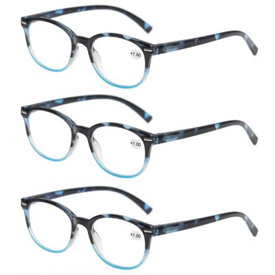 MODFANS Women Reading Glasses 2.0 3 Pair Stylish Ladies Readers with Comfort Spring Hinge Pattern Design for Fashion Women Reading Pouch Included