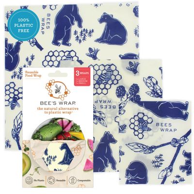 Bee's Wrap 3 Pack Eco-Friendly Reusable Food Wraps Made of Durable Plastic