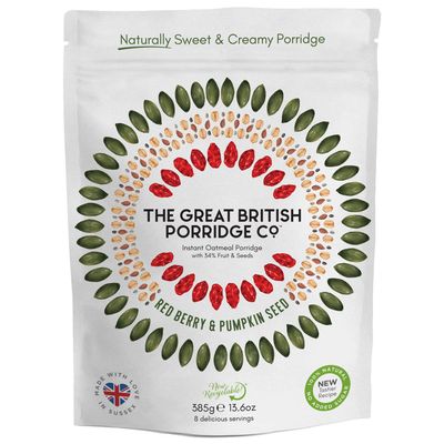 The Great British Porridge Co. Instant Porridge, Red Berry & Pumpkin Seed, Vegan, High Fibre, 385g Pouch
