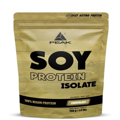 PEAK Soy Protein Isolate - 750g Flavour Chocolate I 25 Servings I Powder I Soy I Plant-Based Protein I GMO - Free I high EAA Content I Muscle Growth I Vegan I Gluten-Free