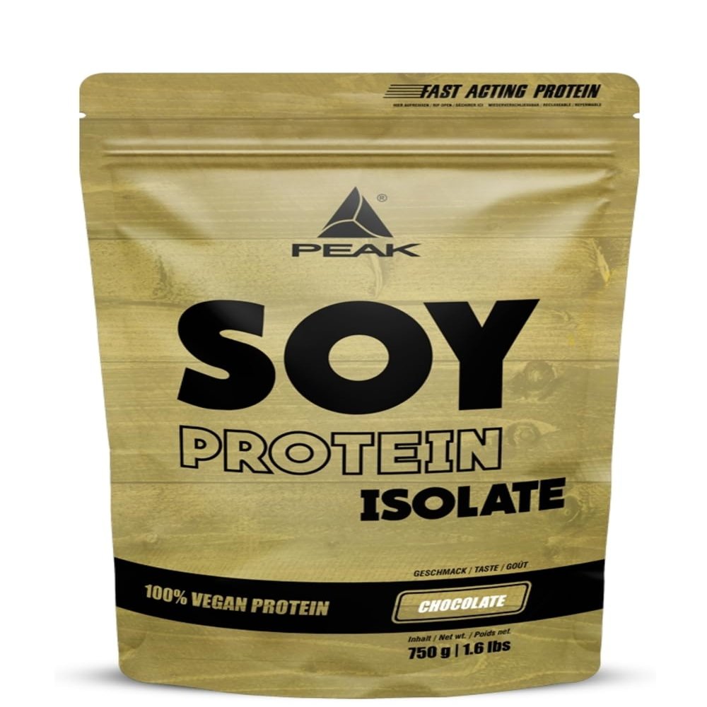 PEAK Soy Protein Isolate - 750g Flavour Chocolate I 25 Servings I Powder I Soy I Plant-Based Protein I GMO - Free I high EAA Content I Muscle Growth I Vegan I Gluten-Free