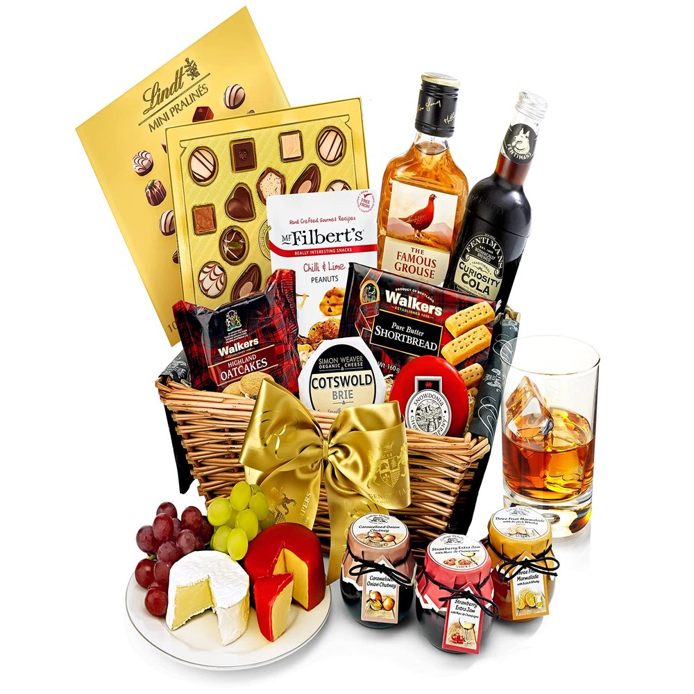 Artisanal Whisky Gift Set - Trafalgar Hamper with Scotch Whisky, Mature Cheddar, Organic Brie, Cola, Chutney, Shortbread - Spirit Gift Sets for Dad, from Regency Hampers