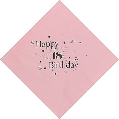 Celebration Station 18th Birthday Luxury 3 Ply Napkins - Pink - Pkt 15