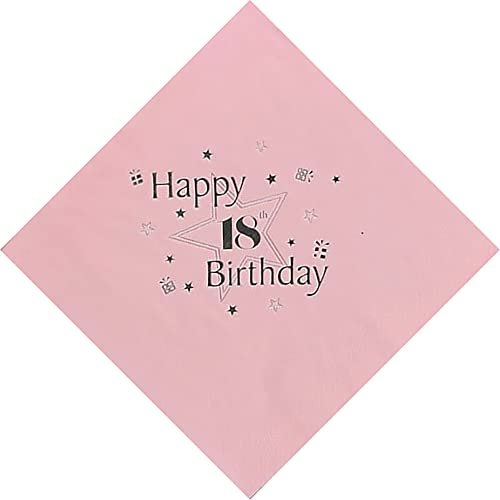 Celebration Station 18th Birthday Luxury 3 Ply Napkins - Pink - Pkt 15