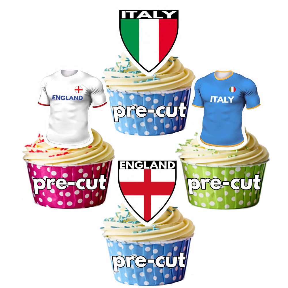 AK Giftshop Six 6 Nations Rugby Themed Precut Edible Cupcake Toppers Cake Decoration - England V Italy (48Cake Toppers)