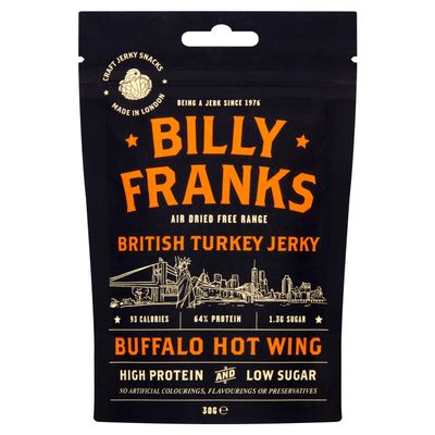 Billy Franks Paleo Turkey Jerky - Free Range - High Protein - Healthy Keto Snack - Biltong - Buffalo Hot Wing - 10 Packs x 30g
